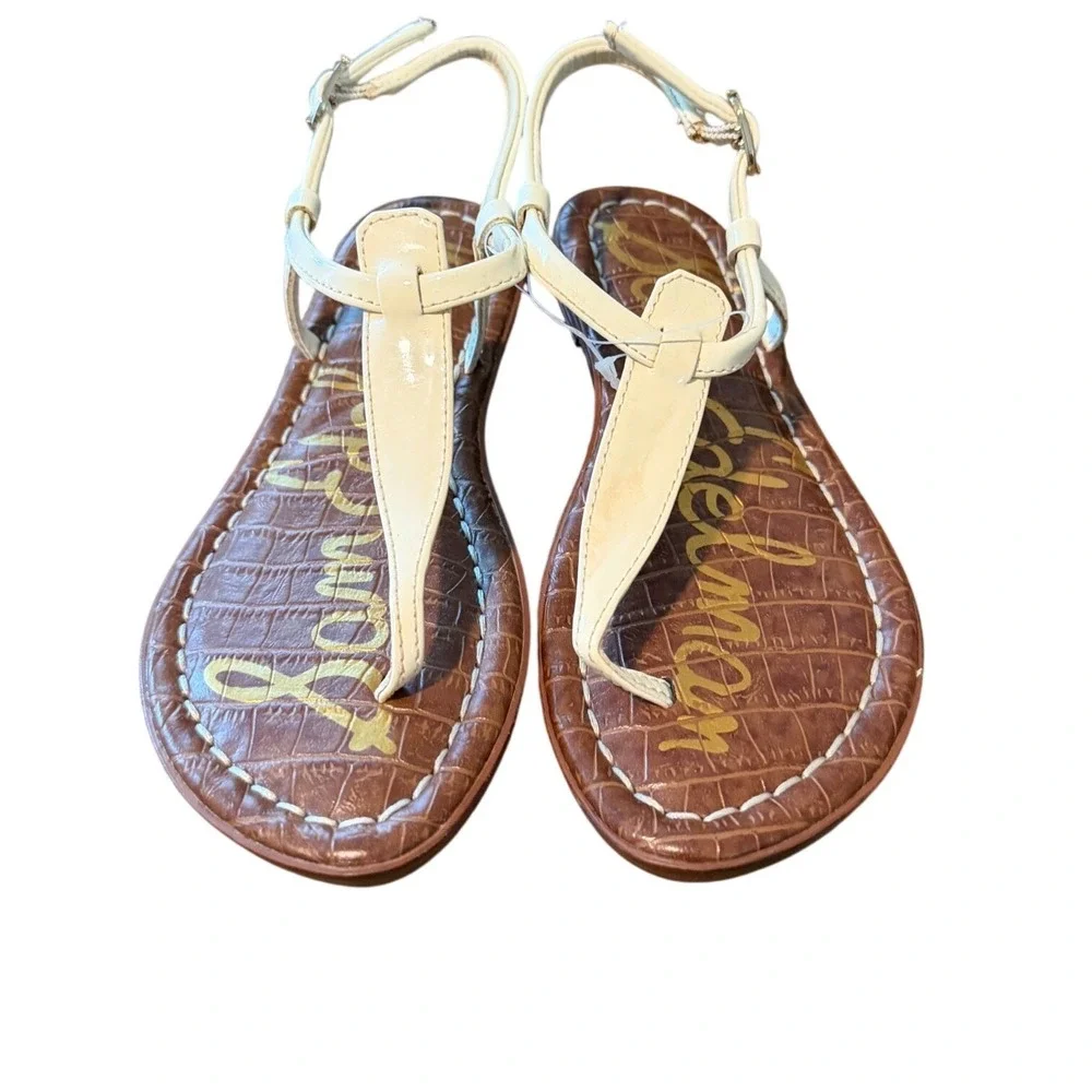 Sam Edelman Gigi Kids White Patent T-Strap Sandals‎ Girls Size 12M Resortwear